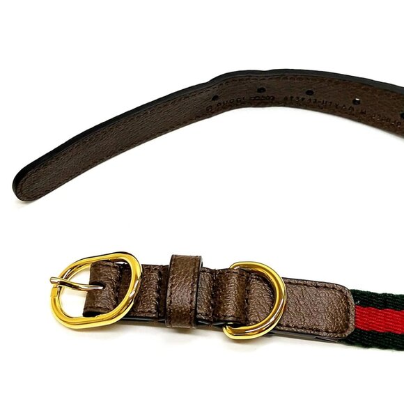 Gucci Dog Leash and Collar Sherry Line Red Canvas 526-071525 - Picture 6 of 15